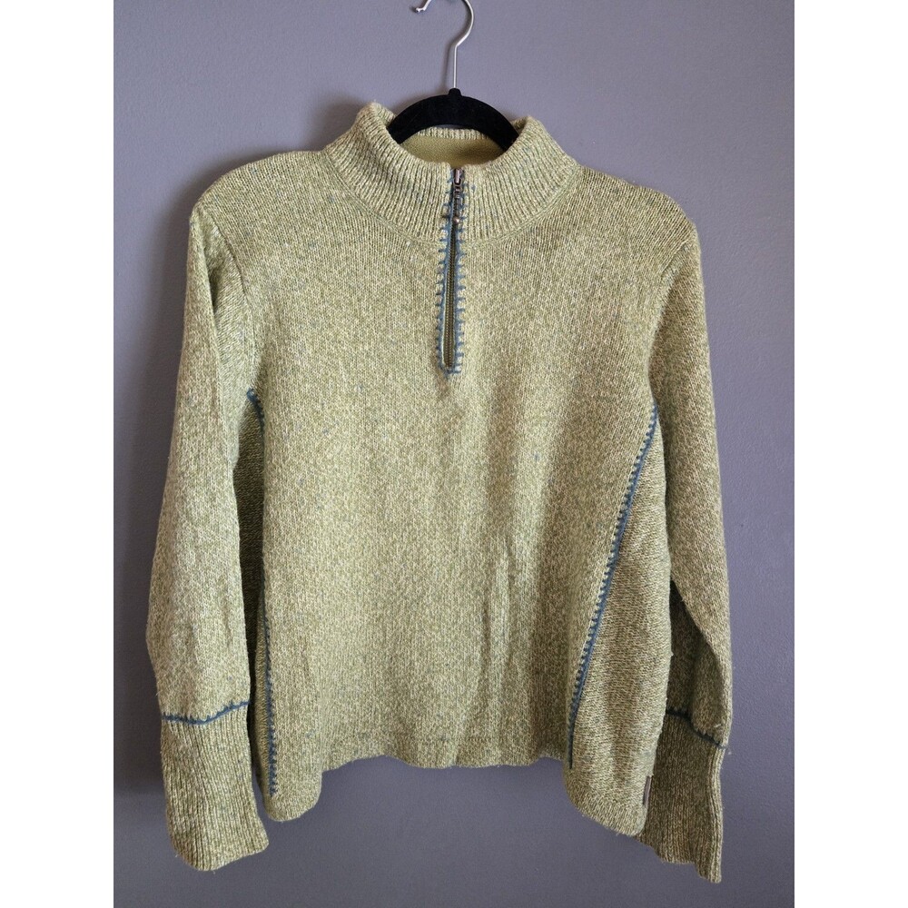 Woolrich Lambswool Sweater XL Green 1/4 Zip Pullover Soft Warm Luxury Preppy - Picture 7 of 12